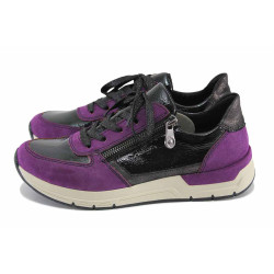 Лилави спортни дамски обувки, велурена еко-кожа и лачена еко-кожа - спортни обувки за пролетта и есента N 100023502