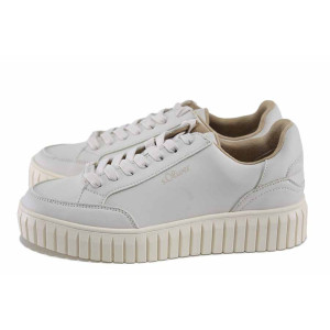 Светлобежови анатомични дамски кецове, здрава еко-кожа - спортни обувки за есента и зимата N 100023592