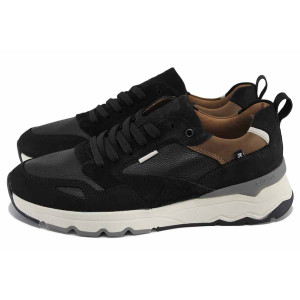 Черни анатомични мъжки обувки, естествена кожа - спортни обувки за есента и зимата N 100023593