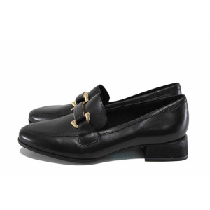 Черни анатомични дамски обувки с равна подметка, естествена кожа - ежедневни обувки за есента и зимата N 100023632