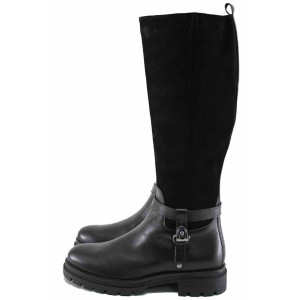 Черни анатомични дамски ботуши, естествена кожа - всекидневни обувки за есента и зимата N 100023640