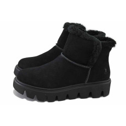Черни дамски боти, естествен велур - ежедневни обувки за есента и зимата N 100023791