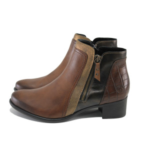 Кафяви анатомични дамски боти, естествена кожа и еко-кожа - всекидневни обувки за есента и зимата N 100023821