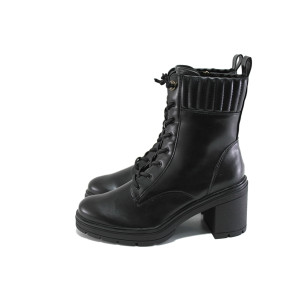 Черни анатомични дамски боти, здрава еко-кожа - ежедневни обувки за есента и зимата N 100023986