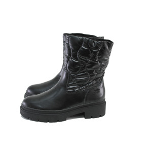 Черни анатомични дамски боти, здрава еко-кожа - ежедневни обувки за есента и зимата N 100023987