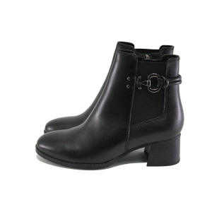 Черни анатомични дамски боти, естествена кожа - ежедневни обувки за есента и зимата N 100023988