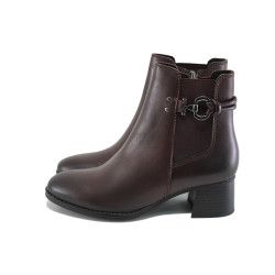 Винени анатомични дамски боти, естествена кожа - всекидневни обувки за есента и зимата N 100024030