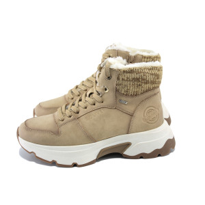 Бежови анатомични дамски боти, здрава еко-кожа - всекидневни обувки за есента и зимата N 100024039