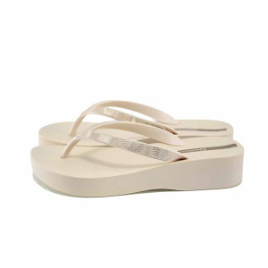 Бежови анатомични джапанки, pvc материя - всекидневни обувки за лятото N 100024541