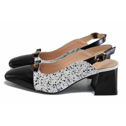 Черни анатомични дамски сандали, естествена кожа - елегантни обувки за пролетта и лятото N 100024217
