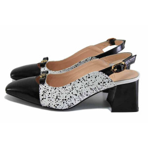 Черни анатомични дамски сандали, естествена кожа - елегантни обувки за пролетта и лятото N 100024217