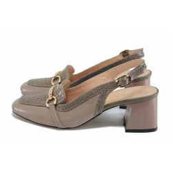 Бежови анатомични дамски сандали, естествена кожа - елегантни обувки за пролетта и лятото N 100024218