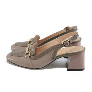 Бежови анатомични дамски сандали, естествена кожа - елегантни обувки за пролетта и лятото N 100024218