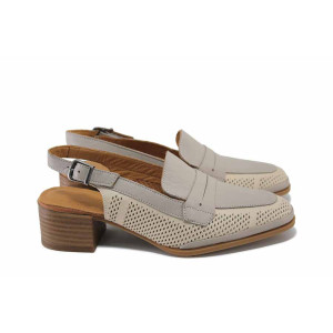 Бежови анатомични дамски сандали, естествена кожа - всекидневни обувки за пролетта и лятото N 100024276