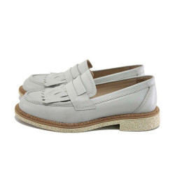 Бежови анатомични дамски обувки с равна подметка, естествена кожа - ежедневни обувки за пролетта и лятото N 100024299