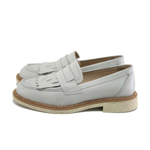 Бежови анатомични дамски обувки с равна подметка, естествена кожа - ежедневни обувки за пролетта и лятото N 100024299