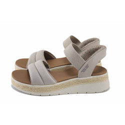 Бежови анатомични дамски сандали, текстилна материя - ежедневни обувки за пролетта и лятото N 100024312