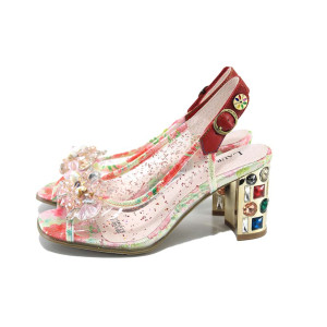 Червени анатомични дамски сандали, pvc материя - официални обувки за пролетта и лятото N 100024324