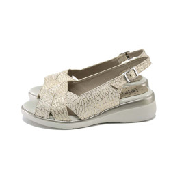 Жълти дамски сандали, естествена кожа - всекидневни обувки за пролетта и лятото N 100024330