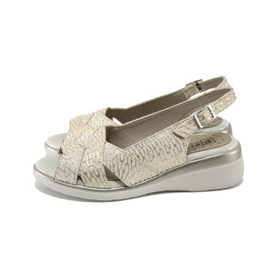 Жълти дамски сандали, естествена кожа - всекидневни обувки за пролетта и лятото N 100024330