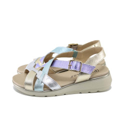 Лилави дамски сандали, естествена кожа - ежедневни обувки за пролетта и лятото N 100024333