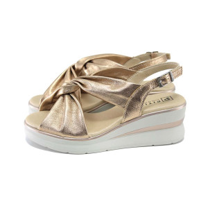 Кафяви анатомични дамски сандали, естествена кожа - всекидневни обувки за пролетта и лятото N 100024341