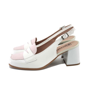 Бели анатомични дамски сандали, лачена естествена кожа - ежедневни обувки за пролетта и лятото N 100024342