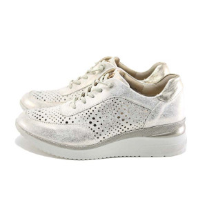 Бежови анатомични дамски обувки с платформа, естествена кожа - ежедневни обувки за пролетта и лятото N 100024344