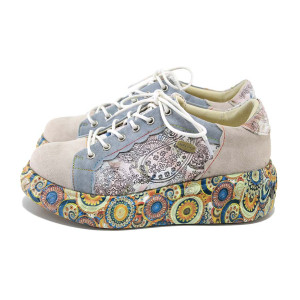 Розови дамски маратонки, естествена кожа - ежедневни обувки за пролетта и лятото N 100024356