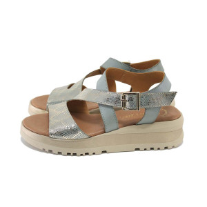 Зелени анатомични дамски сандали, естествена кожа - ежедневни обувки за лятото N 100024412