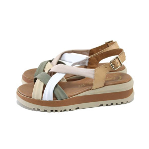 Бели анатомични дамски сандали, естествена кожа - всекидневни обувки за лятото N 100024413