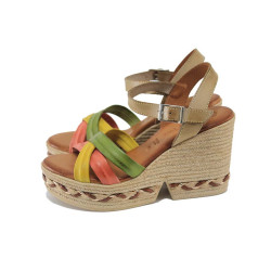 Бежови анатомични дамски сандали, естествена кожа - ежедневни обувки за лятото N 100024418