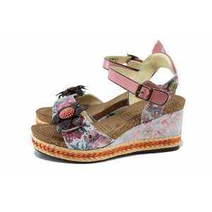 Розови анатомични дамски сандали, естествена кожа - всекидневни обувки за лятото N 100024434