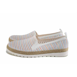 Бели анатомични дамски обувки с равна подметка, текстилна материя - всекидневни обувки за лятото N 100024436