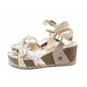 Розови дамски сандали, здрава еко-кожа - ежедневни обувки за лятото N 100024477