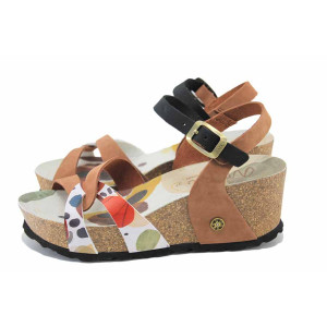 Кафяви анатомични дамски сандали, естествена кожа - ежедневни обувки за лятото N 100024478