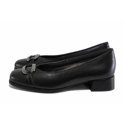 Черни анатомични дамски обувки със среден ток, естествена кожа - всекидневни обувки за есента и зимата N 100024631