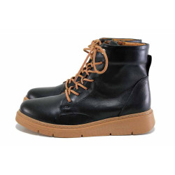 Черни дамски боти, естествена кожа - ежедневни обувки за есента и зимата N 100024671