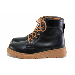 Черни дамски боти, естествена кожа - ежедневни обувки за есента и зимата N 100024671