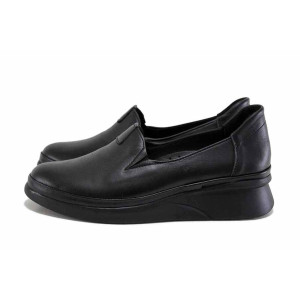 Черни дамски обувки с платформа, естествена кожа - всекидневни обувки за есента и зимата N 100024684