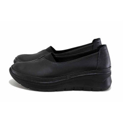 Черни дамски обувки с платформа, естествена кожа - ежедневни обувки за есента и зимата N 100024685