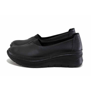 Черни дамски обувки с платформа, естествена кожа - ежедневни обувки за есента и зимата N 100024685