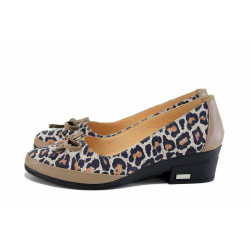 Кафяви дамски обувки със среден ток, естествена кожа и естествена велурена кожа - ежедневни обувки за есента и зимата N 100024687