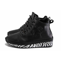 Черни анатомични дамски боти, естествена кожа - всекидневни обувки за есента и зимата N 100024749