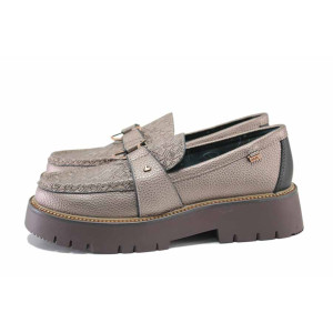 Жълти дамски обувки с равна подметка, естествена кожа и еко-кожа - всекидневни обувки за есента и зимата N 100024762