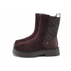 Винени дамски боти, естествена кожа и еко-кожа - всекидневни обувки за есента и зимата N 100024769