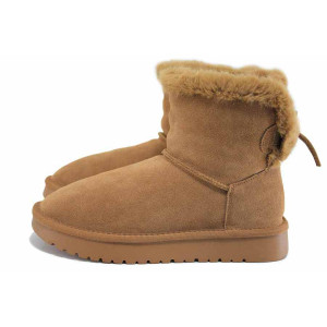 Кафяви дамски боти, естествен набук - ежедневни обувки за есента и зимата N 100024927