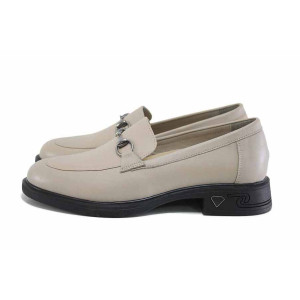 Сиви дамски мокасини, естествена кожа - ежедневни обувки за есента и зимата N 100024931