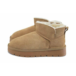 Светлокафяви дамски боти, естествен набук - ежедневни обувки за есента и зимата N 100025025