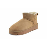 Светлокафяви дамски боти, естествен набук - ежедневни обувки за есента и зимата N 100025025